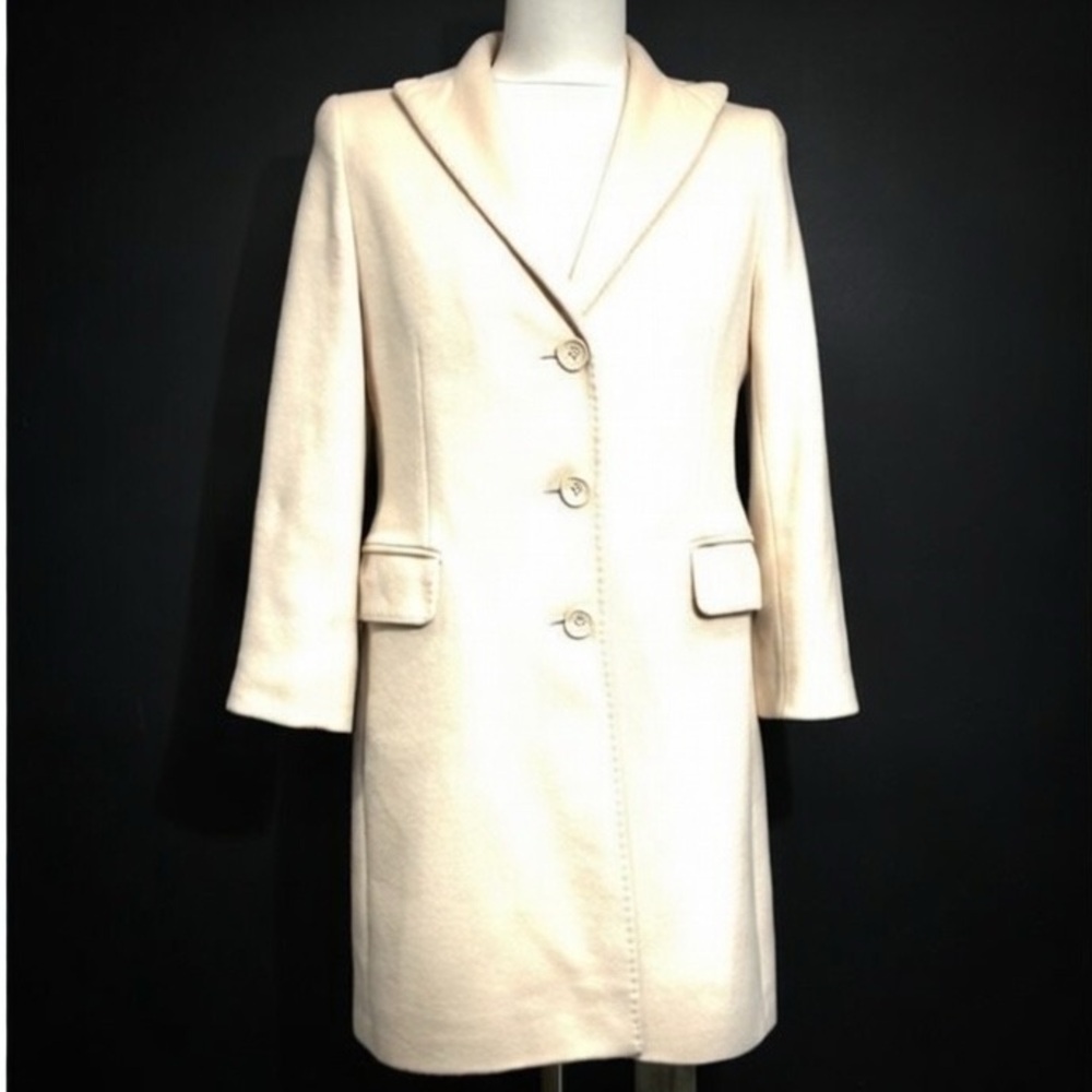 Cinzia Rocca Classic Italian Wool Cream Women's Trench Coat, size 8